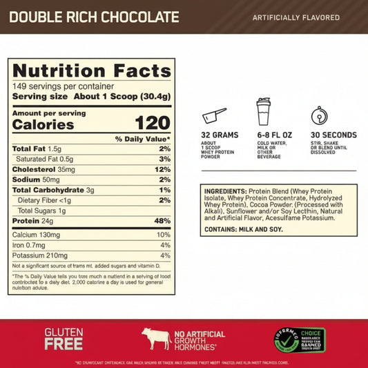 Optimun Nutrition Proteína Whey Gold Standar 100% 10 Lbs Double Rich Chocolate