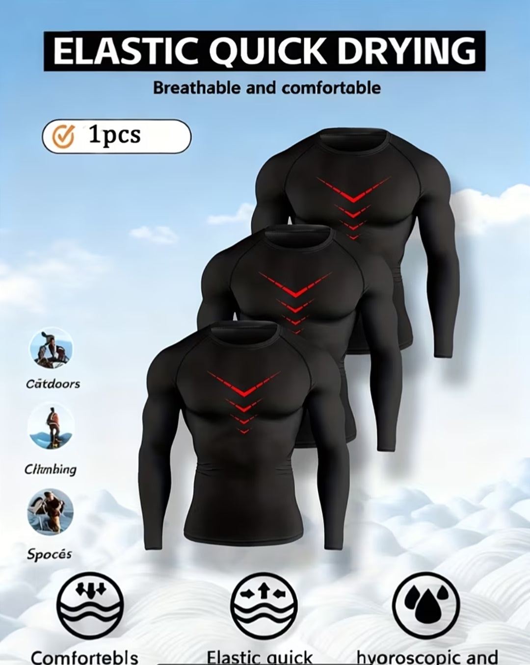 Buzo de compresión con cuello redondo y estampado.