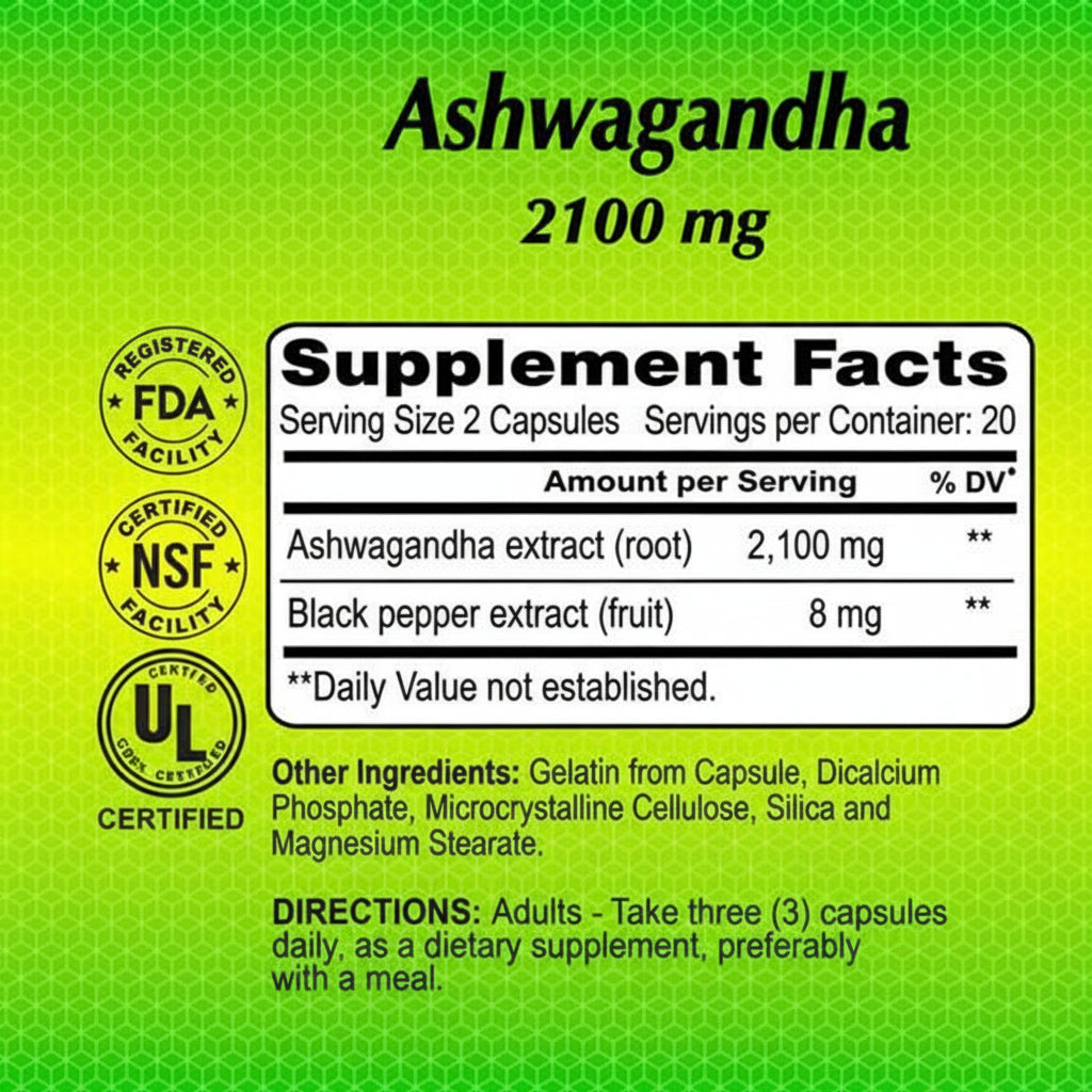 Alfa Ashwagandha 2100 MG & Pimienta Negra x 60 Cap.